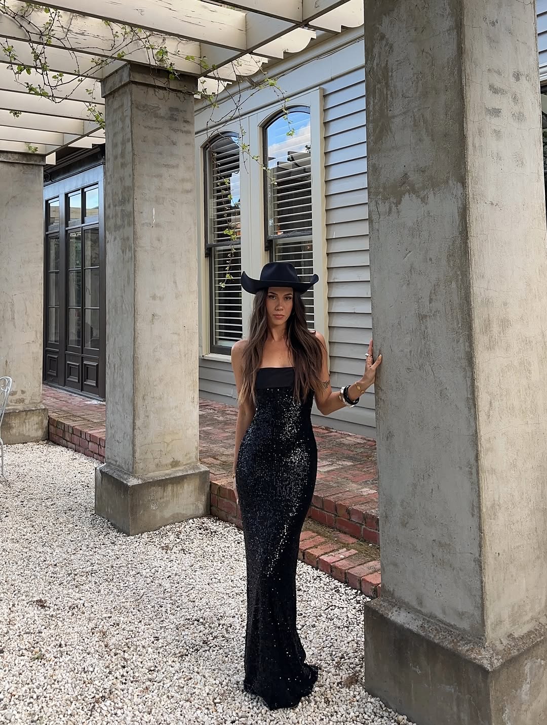 Effie Kats - Thalia Gown in Black Sequin - Rent Club
