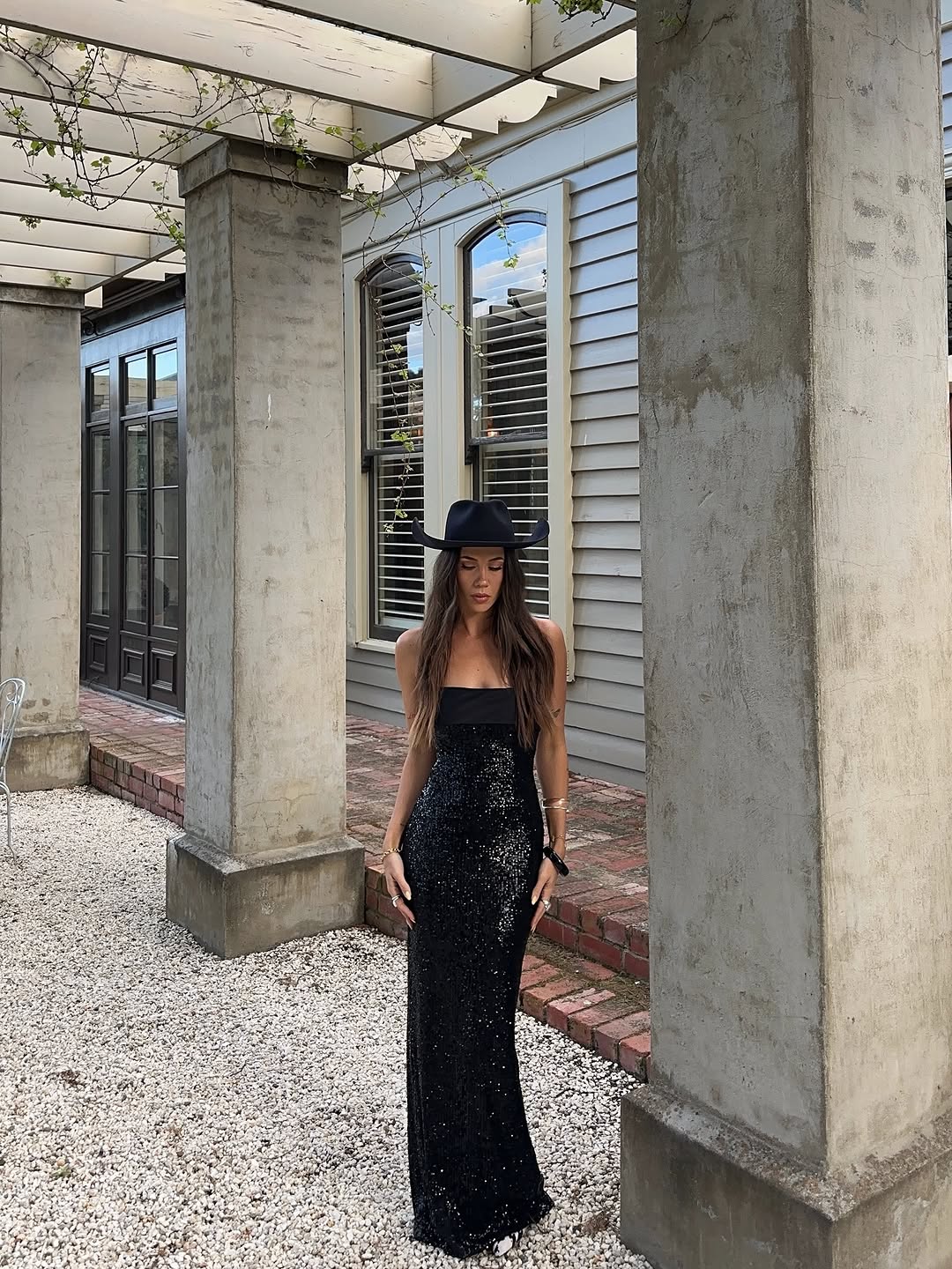 Effie Kats - Thalia Gown in Black Sequin - Rent Club