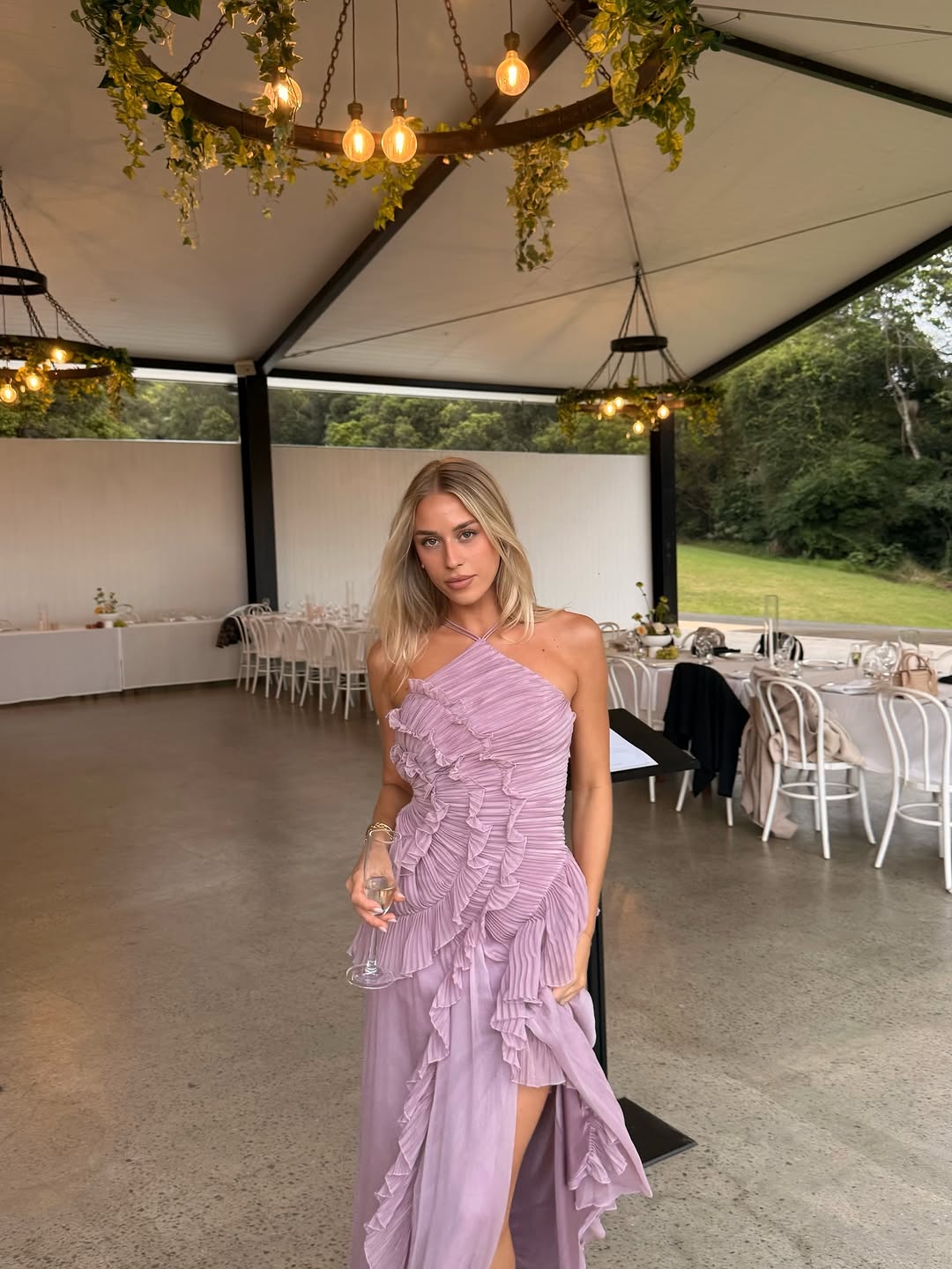 Amur - Lorelie Halter Gown in Water Hyacinth