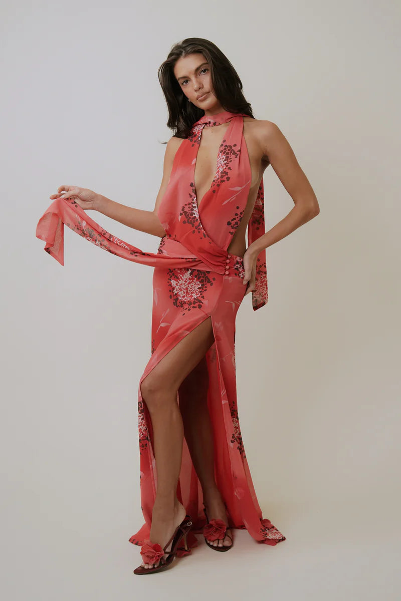 Fait Par Foutch - Lola Dress in Scarlet Peony - Rent Club