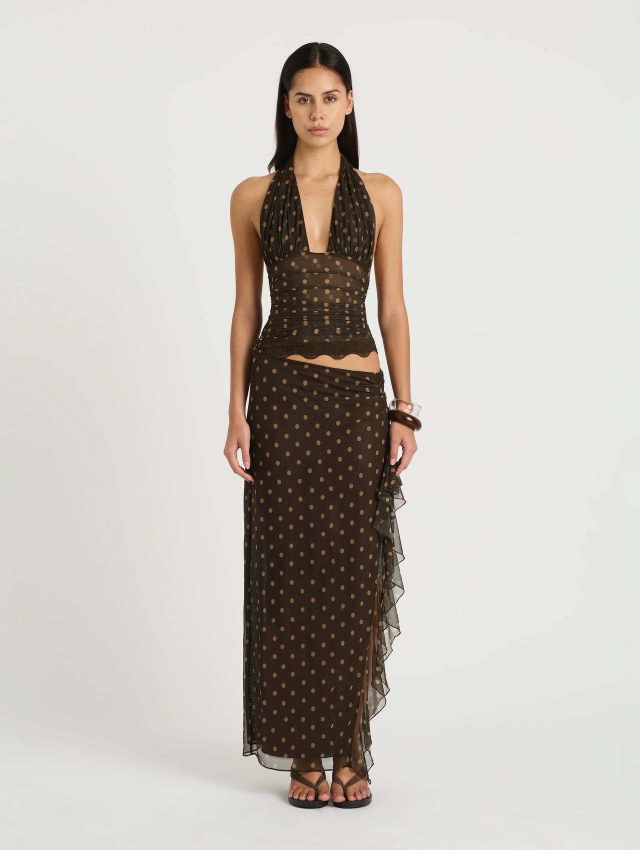 Benni - Penelope Maxi Dress in Espresso Polka Dot