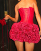 Fanci Club - Paradise Cupped Corset & Hand-Embroidered Rose Mini Skirt