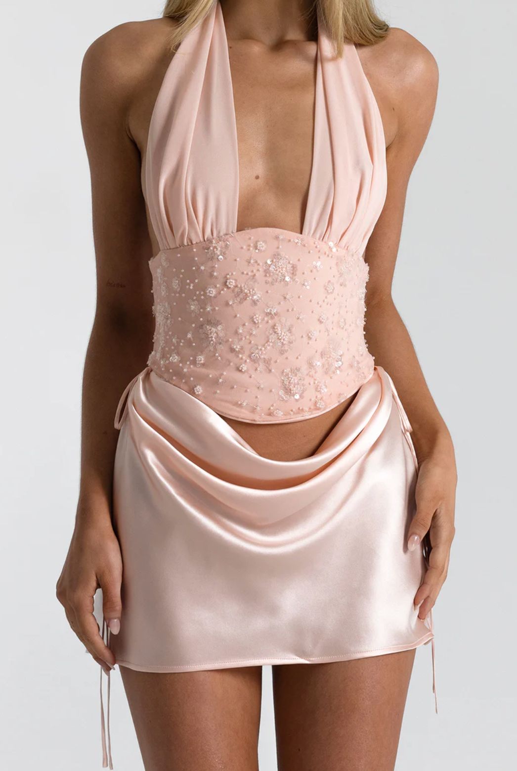 Natalie Rolt - Bronte Top and Evelyn Mini Skirt in Baby Pink