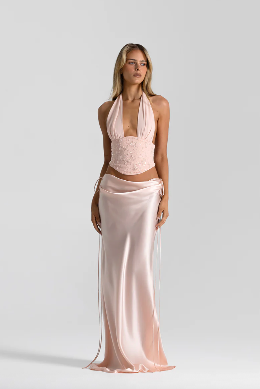 Natalie Rolt - Bronte Top and Evelyn Maxi Skirt in Baby Pink