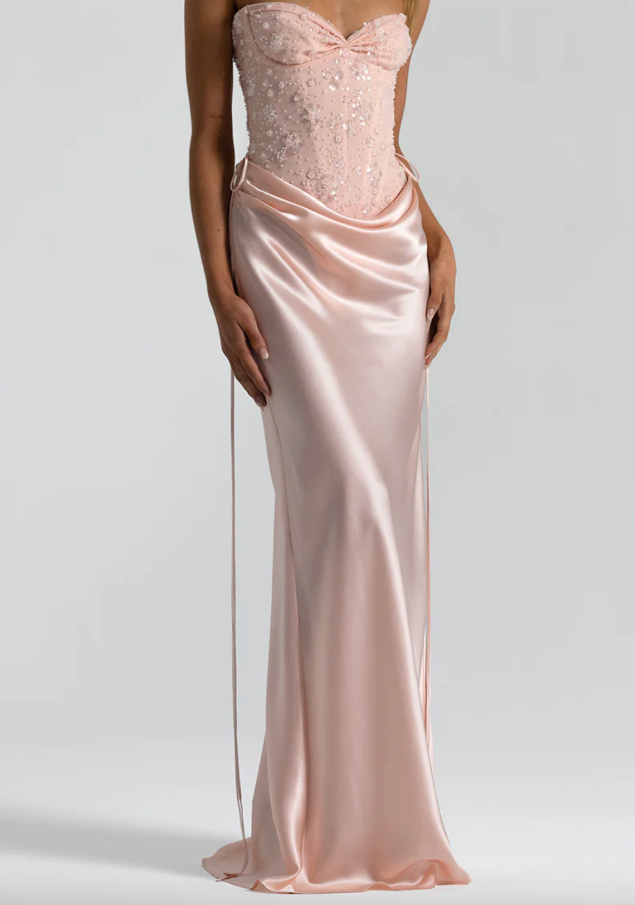 Natalie Rolt - Verity Bustier and Evelyn Maxi Skirt in Baby Pink