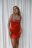 Guizio - Satin Beaded Dress in Cherry Red (resale) - Rent Club