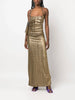 Diesel - Metallic Ruched Halterneck Gown in Gold - Rent Club