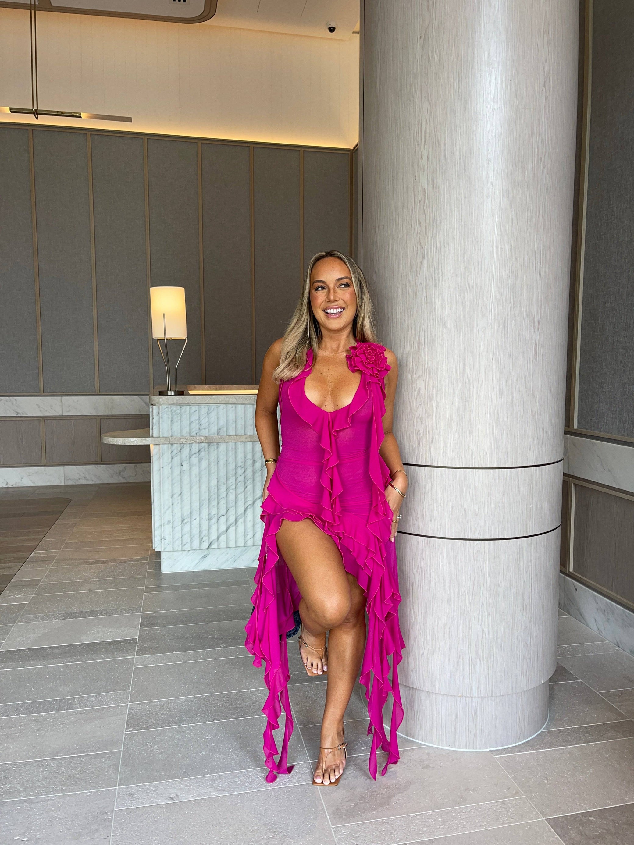 Fanci Club - Garden of Eden Dress in Hot Pink Fanci Club - Garden of Eden Dress in Hot Pink