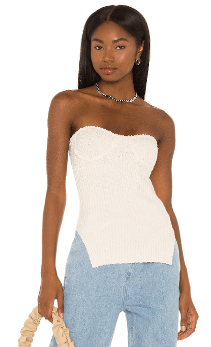 Helmut Lang - Ribbed Bustier Top and Pant in Muslin - Rent Club