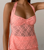 Mr Winston Co - Peach Lace Halter and Ruched Mini Skirt - Rent Club