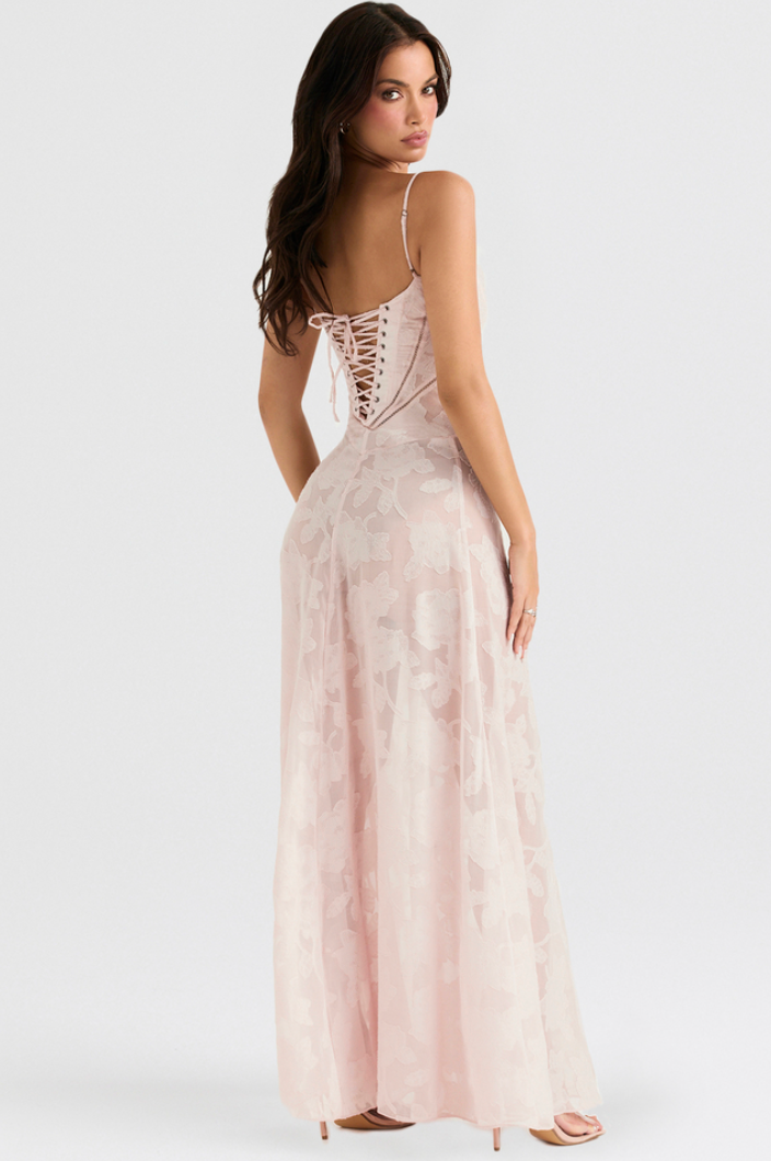 House of CB - Seren Dress in Soft Pink Floral Lace